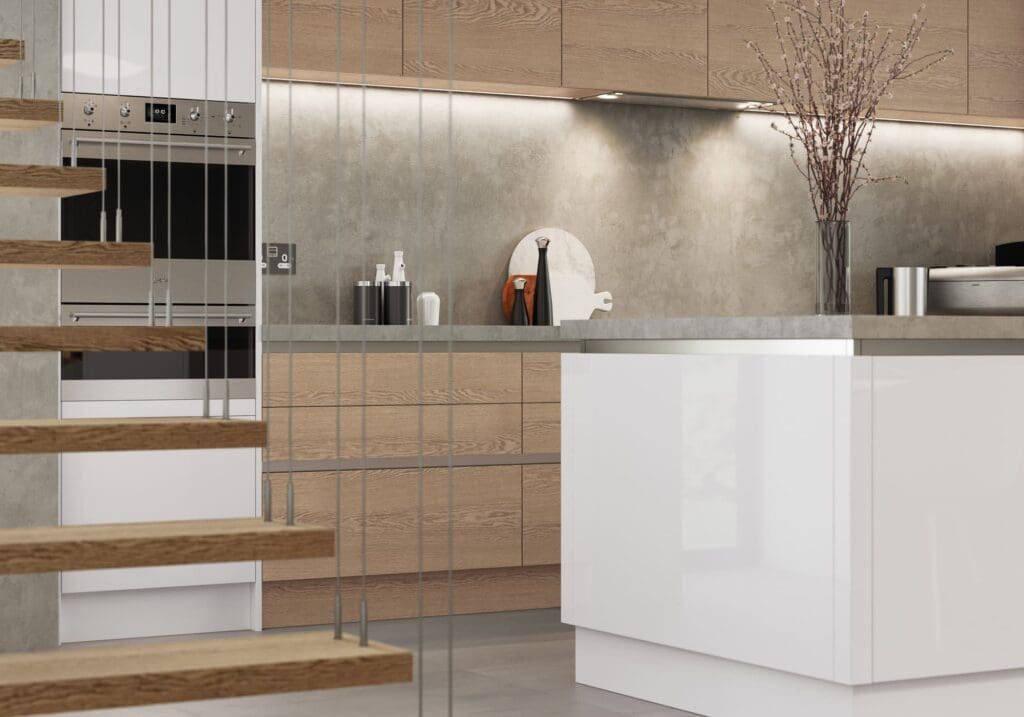 Tavola, Parched Oak & Zola Gloss, White