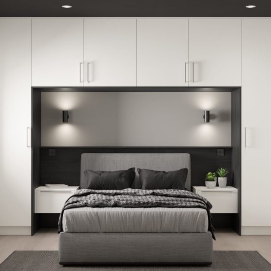 Unity Bedroom, Supermatt White Black Woodgrain Effect