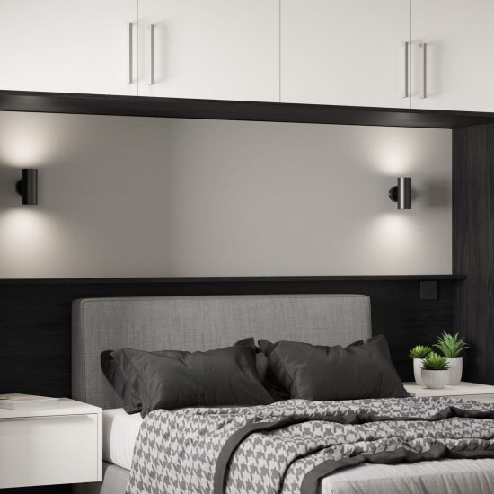 Unity Bedroom, Supermatt White Black Woodgrain Effect