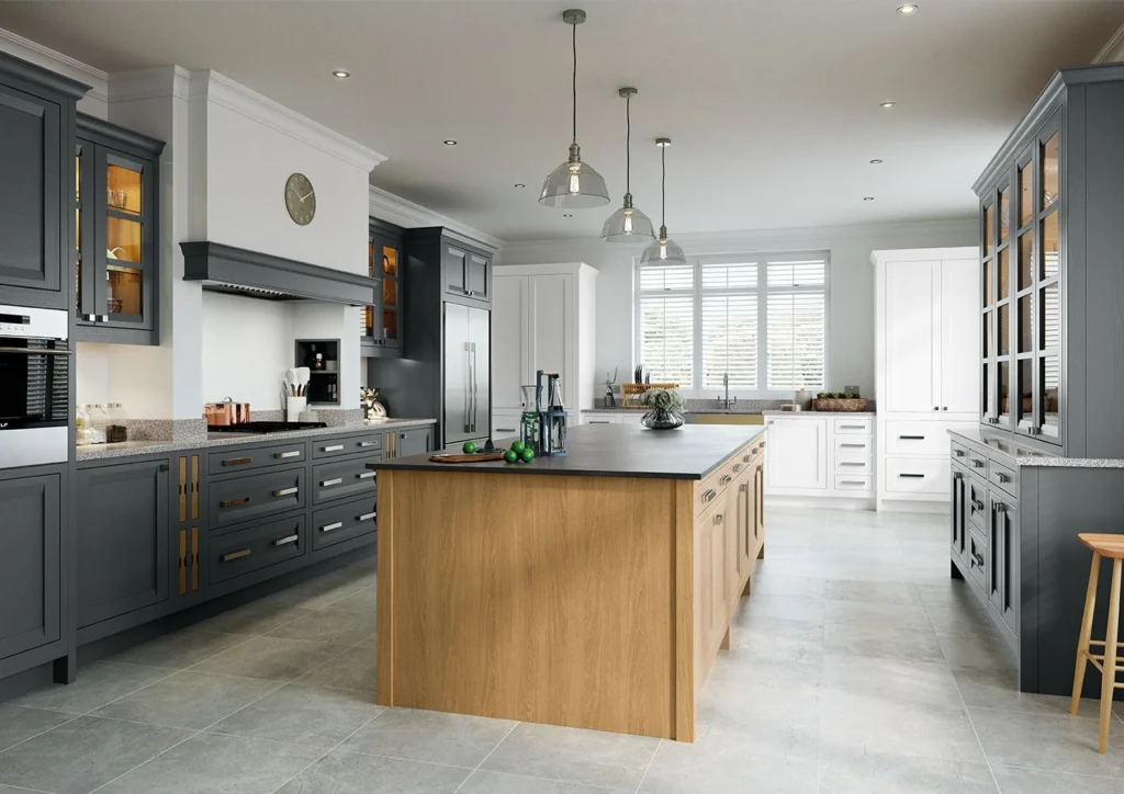 Peterborough, Gun Metal Grey, Brilliant White & White Oak